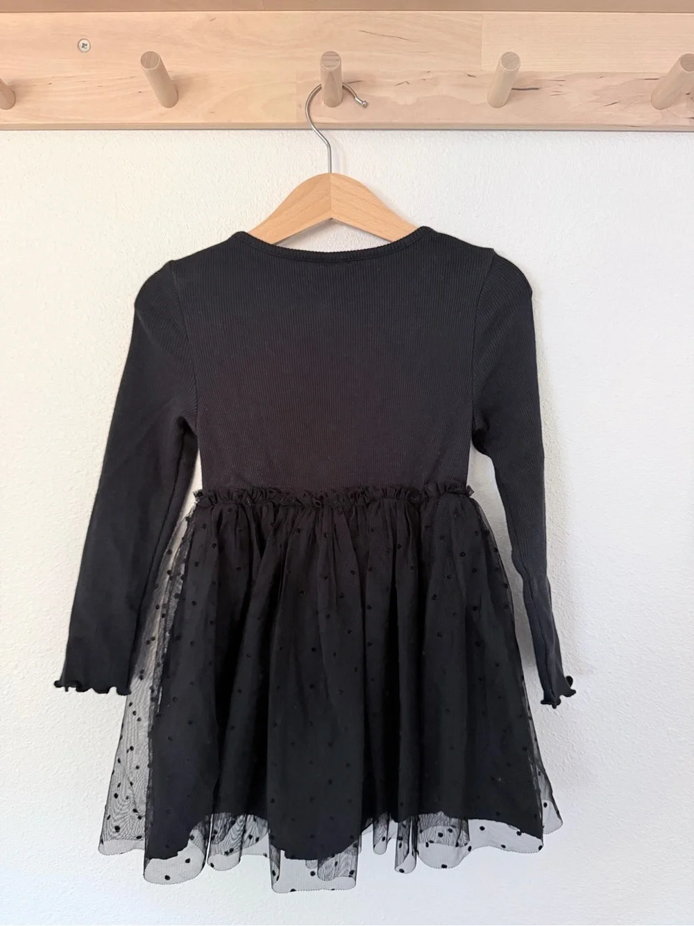 Toddler GAP Black Long-Sleeve Tulle Dot Dress